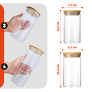 Porta Mantimento De Vidro Herméticos - Kit Com 5 - Tampa De Bambu - Mazzal