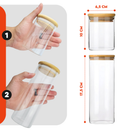 Porta Mantimento De Vidro Herméticos - Kit Com 5 - Tampa De Bambu - Mazzal