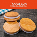 Porta Mantimento De Vidro Herméticos - Kit Com 5 - Tampa De Bambu - Mazzal
