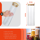 Porta Mantimento De Vidro Herméticos - Kit Com 5 - Tampa De Bambu - Mazzal
