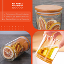 Porta Mantimento De Vidro Herméticos - Kit Com 5 - Tampa De Bambu - Mazzal