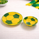 Prato Raso ou Prato Fundo de Vidro Bola Futebol Brasil Copa Mesa Posta