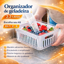 Organizadores de Geladeira de Acrílico com Tampa Drenagem 2,2 Litros