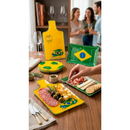 Prato Raso ou Prato Fundo de Vidro Bola Futebol Brasil Copa Mesa Posta