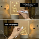 Luminária Lousa Recado 3D Tela Acrílico Escrever Placa Mensagem Com Marcador E Pano De Limpeza