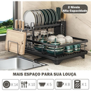 Escorredor de Louças Rack Aço Carbono Organizador Cor Preto